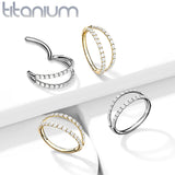 Solid Titanium Hinged Double Lined CZ Segment Hoop Ring Tragus Ear Cartilage
