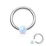 Synthetic Opal Ball 316L Surgical Steel Captive Bead Ring