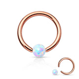 Synthetic Opal Stone IP 316L Surgical Steel Captive Bead Ring