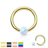 Synthetic Opal Stone IP 316L Surgical Steel Captive Bead Ring