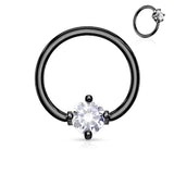 Prong Set Round CZ Surgical Steel Captive Bead Ring