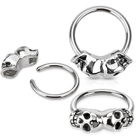 Twin Skull 316L Surgical Steel Captive Bead Ring