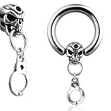 Skull and Handcuff Captive Bead Ring Tragus Helix Lobe Cartilage Nipple Rings