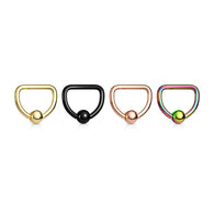 4 Pc 16G Titanium D Shaped Captive Rings Ear Cartilage Nose Septum Ring