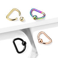 16G Titanium D Shaped Captive Rings Ear Cartilage Nose Septum Ring