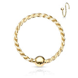 One Side Fixed Ball Twist Rope Titanium Captive Ring Nose Ring Helix Ear Cartilage