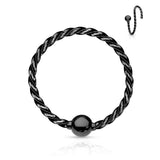 One Side Fixed Ball Twist Rope Titanium Captive Ring Nose Ring Helix Ear Cartilage