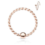 One Side Fixed Ball Twist Rope Titanium Captive Ring Nose Ring Helix Ear Cartilage