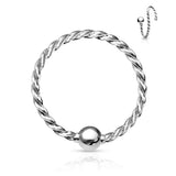 One Side Fixed Ball Twist Rope Titanium Captive Ring Nose Ring Helix Ear Cartilage