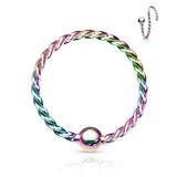 One Side Fixed Ball Twist Rope Titanium Captive Ring Nose Ring Helix Ear Cartilage