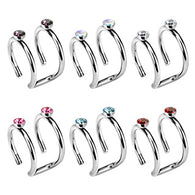 CZ Double Ring Fake Non Piercing Helix Cuff Earring