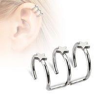 Triple Star Ring Fake Non Piercing Ear Helix Cuff Earring