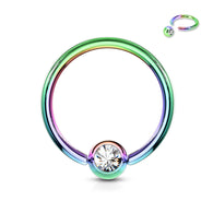 Rainbow Titanium Captive Bead Ring Septum Tragus Helix Cartilage Smiley Piercing