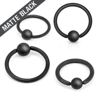 Matte Black IP on 316L Surgical Steel Captive Bead Ring