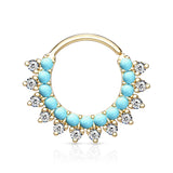 Turquoise & CZ Lined Ear Cartilage Daith Hoop Helix Nose Septum Rings