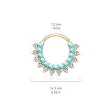 Turquoise & CZ Lined Ear Cartilage Daith Hoop Helix Nose Septum Rings