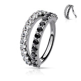Double Lined CZ Bendable Hoop For Nose Ear Cartilage Helix Tragus