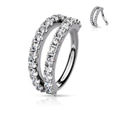 Double Lined CZ Bendable Hoop For Nose Ear Cartilage Helix Tragus