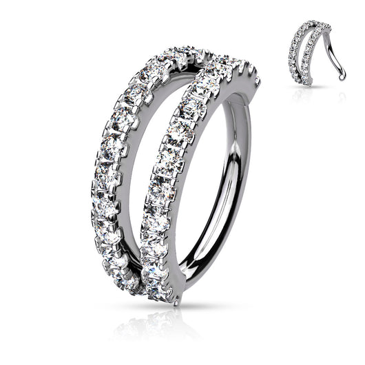 Double Lined CZ Bendable Hoop For Nose Ear Cartilage Helix Tragus