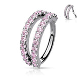 Double Lined CZ Bendable Hoop For Nose Ear Cartilage Helix Tragus