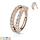 Double Lined CZ Bendable Hoop For Nose Ear Cartilage Helix Tragus