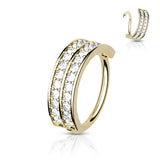 Double Lined Half Circle CZ Bendable Hoops Ear Cartilage Tragus Nose Ring