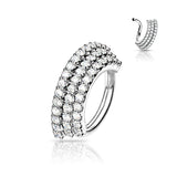 3 CZ Lined Angled Plate Hoop Ear Cartilage Helix Nose Septum Rings