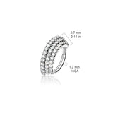 3 CZ Lined Angled Plate Hoop Ear Cartilage Helix Nose Septum Rings