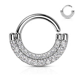 Double Lined CZ Paved Ear Cartilage Daith Hoop Helix Nose Septum Rings