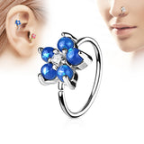 Opal Glitter Flower CZ Ear Cartilage Daith Helix Tragus Nose Rings