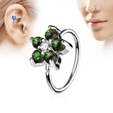 Opal Glitter Flower CZ Ear Cartilage Daith Helix Tragus Nose Rings