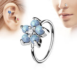 Opal Glitter Flower CZ Ear Cartilage Daith Helix Tragus Nose Rings