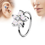 Opal Glitter Flower CZ Ear Cartilage Daith Helix Tragus Nose Rings
