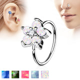 Opal Glitter Flower CZ Ear Cartilage Daith Helix Tragus Nose Rings