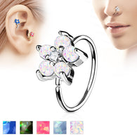 Opal Glitter Flower CZ Ear Cartilage Daith Helix Tragus Nose Rings