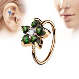 Opal Flower CZ Rose Gold IP Cartilage Daith Helix Tragus Nose Ring