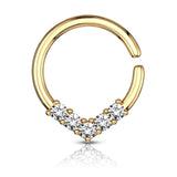 5 CZ V Shaded Ear Cartilage Daith Tragus Helix Earrings Septum Ring