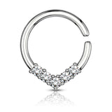 5 CZ V Shaded Ear Cartilage Daith Tragus Helix Earrings Septum Ring