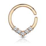 5 CZ V Shaded Ear Cartilage Daith Tragus Helix Earrings Septum Ring