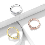 5 CZ V Shaded Ear Cartilage Daith Tragus Helix Earrings Septum Ring