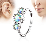 Three CZ Ear Cartilage Daith Helix Tragus Nose Rings
