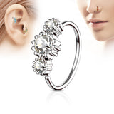 Three CZ Ear Cartilage Daith Helix Tragus Nose Rings