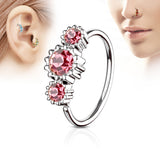 Three CZ Ear Cartilage Daith Helix Tragus Nose Rings