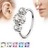 Three CZ Ear Cartilage Daith Helix Tragus Nose Rings