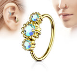 Three CZ Gold IP Ear Cartilage Daith Helix Tragus Nose Rings