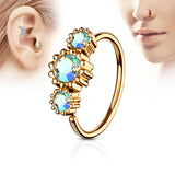 Three CZ Rose Gold IP Ear Cartilage Daith Helix Tragus Nose Rings