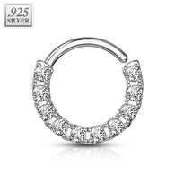 Sterling Silver CZ Bendable Ear Cartilage Daith Tragus Helix Earrings Hoop Nose Rings