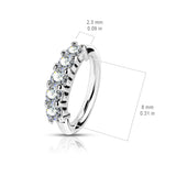 5 CZ Lined Bendale Ear Cartilage Daith Tragus Helix Earrings Hoop Nose Rings