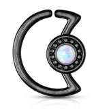 Opal Glitter Crescent Moon Shape Ear Cartilage Daith Helix Tragus Rings