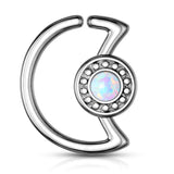 Opal Glitter Crescent Moon Shape Ear Cartilage Daith Helix Tragus Rings